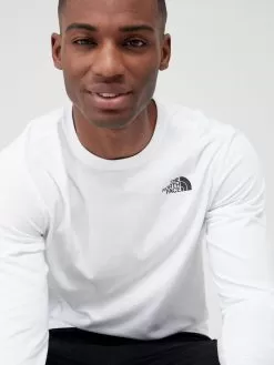 THE NORTH FACE Men's Red Box L/S T-Shirt - White/Black -Outdoor Clothing Shop U7MUU SQ4 0000000269 WHITE BLACK MDd